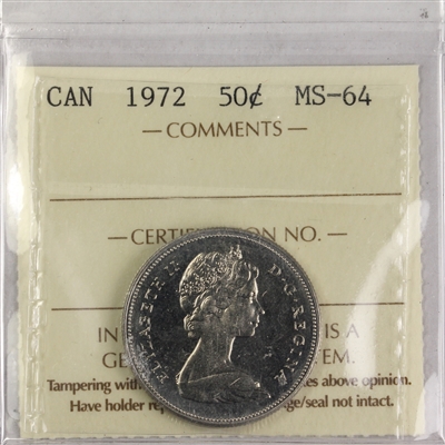 1972 Canada 50-cents ICCS Certified MS-64