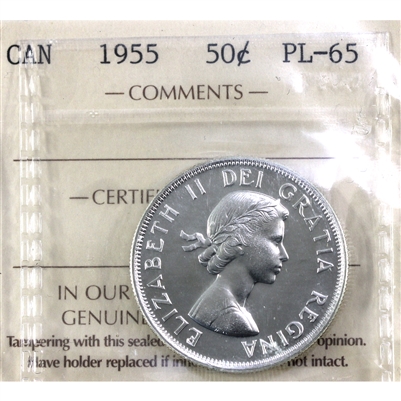 1955 Canada 50-cents ICCS Certified PL-65