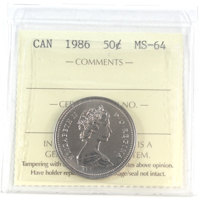 1986 Canada 50-cents ICCS Certified MS-64