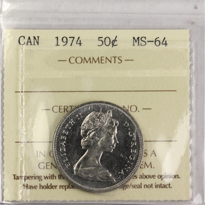 1974 Canada 50-cents ICCS Certified MS-64