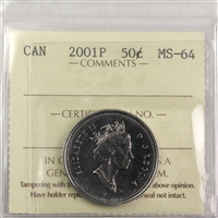 2001P Canada 50-cents ICCS Certified MS-64