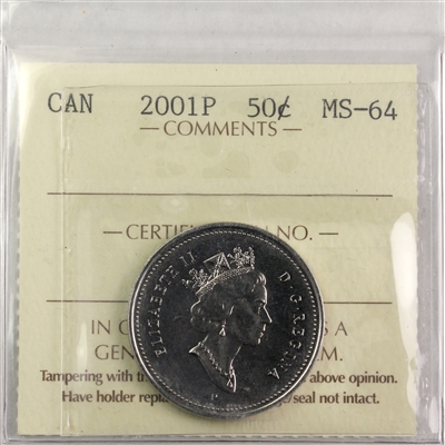 2001P Canada 50-cents ICCS Certified MS-64