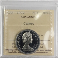 1972 Canada 50-cents ICCS Certified SP-66 Cameo