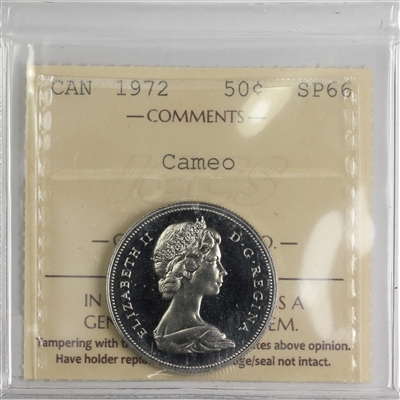 1972 Canada 50-cents ICCS Certified SP-66 Cameo