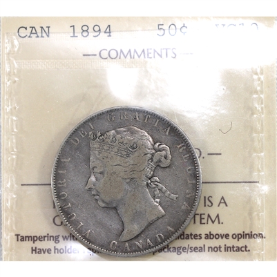 1894 Canada 50-cents ICCS Certified VG-10