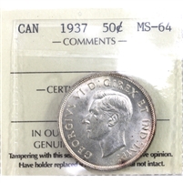 1937 Canada 50-cents ICCS Certified MS-64 (XMU 132)