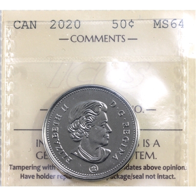 2020 Canada 50-cents ICCS Certified MS-64