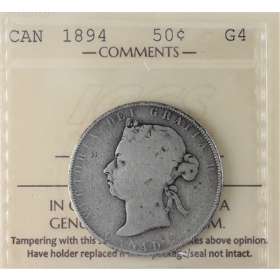 1894 Canada 50-cents ICCS Certified G-4