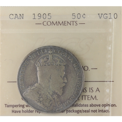 1905 Canada 50-cents ICCS Certified VG-10