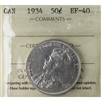1934 Canada 50-cents ICCS Certified EF-40