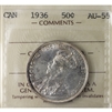 1936 Canada 50-cents ICCS Certified AU-55 (MP 232)