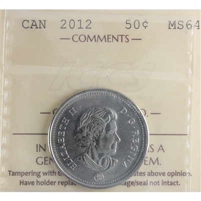 2012 Canada 50-cents ICCS Certified MS-64