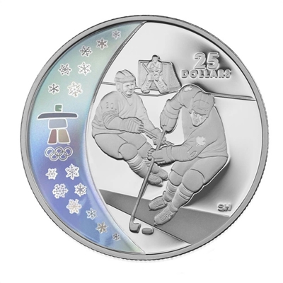 2007 Canada $25 Ice Hockey Olympic Sterling Silver Hologram