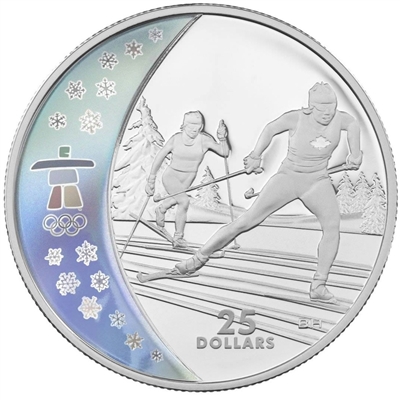 2009 Canada $25 Cross Country Skiing Olympic Sterling Silver Hologram