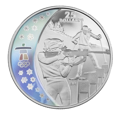 RDC 2007 Canada $25 Biathlon Olympic Sterling Silver Hologram (Impaired)