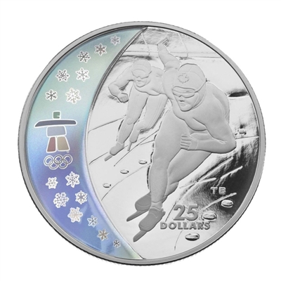 2009 Canada $25 Speed Skating Olympic Sterling Silver Hologram