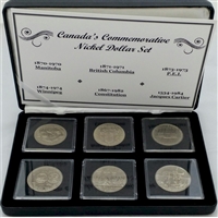 Canadian Commemorative Nickel Dollar 6-coin Collection in Display Case