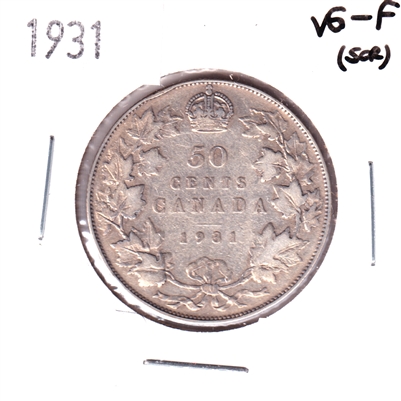 1931 Canada 50-cents VG-F (VG-10) Scratched, cleaned, or impaired