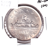 1937 Canada Dollar AU-UNC (AU-55) Scratched, cleaned, or impaired