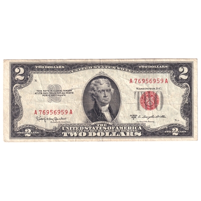 1953 USA $2 Note, Various Series (May have small tears, writing, discolouration, etc.)