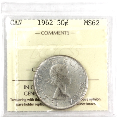 1962 Canada 50-cents ICCS Certified MS-62