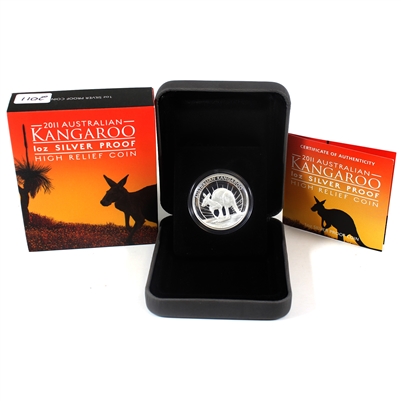 2011 Australia $1 High Relief Kangaroo Silver Coin (No Tax)