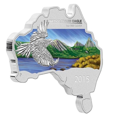 2015 Australia $1 Map Shaped - Wedge Tailed Eagle Silver Proof (No Tax)