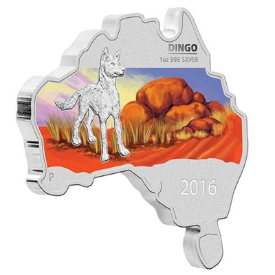 2016 Australia $1 Map Shaped - Dingo Fine Silver (No Tax)