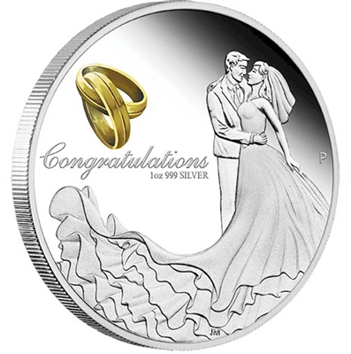 2016 Australia $1 Wedding 1oz. Silver Proof Coin (TAX Exempt)