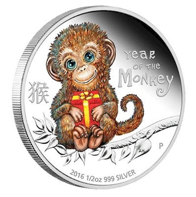 2016 Australia 50-cent Baby Monkey 1/2oz. Silver Proof (No Tax)
