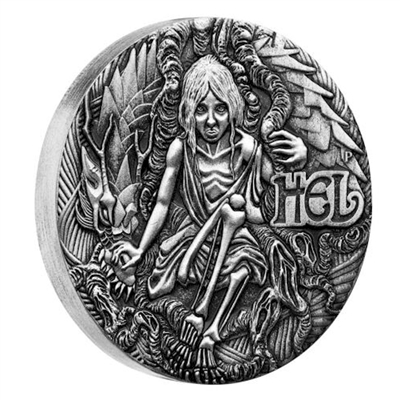 2017 Tuvalu $2 Norse Goddesses - Hel High Relief Antique Silver (No Tax)