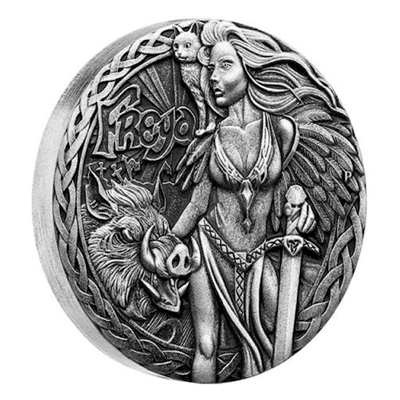 2017 Tuvalu $2 Norse Goddesses - Freya 2oz. Antique High Relief (NO Tax)