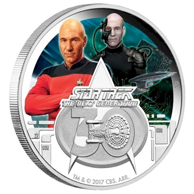 2017 Tuvalu $1 Star Trek: The Next Generation 30th Anniversary - Picard Silver (no tax)