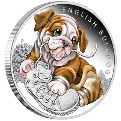 2018 Tuvalu 50-cent Puppies - English Bulldog 1/2oz. Silver Proof (No Tax)