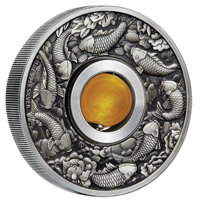 2018 Tuvalu $1 Good Luck Rotating Charm 1oz. Antique Finish Silver (No Tax)