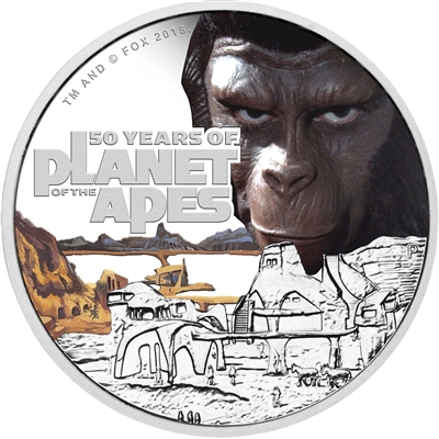 2018 Tuvalu $1 50th Anniversary of the Planet of the Apes Silver Proof (No Tax)