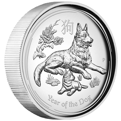 2018 Australia $1 Year of the Dog 1oz. High Relief Silver (No Tax)