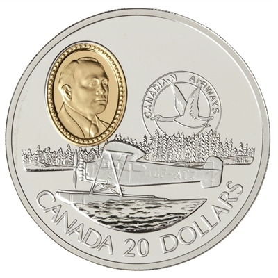 1993 Canada $20 Aviation - Fairchild 71C Sterling Silver Coin