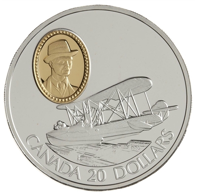 RDC 1994 Canada $20 Aviation Series Vickers Vedette Sterling Silver (impaired)