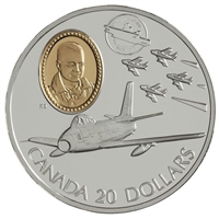 1997 Canada $20 Aviation - Canadair F-86 Sabre - The Golden Hawks Sterling Silver