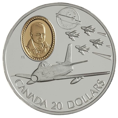 1997 Canada $20 Aviation - Canadair F-86 Sabre - The Golden Hawks Sterling Silver
