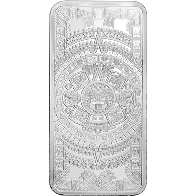 Aztec Calendar 10oz. .999 Silver Bar (No Tax)