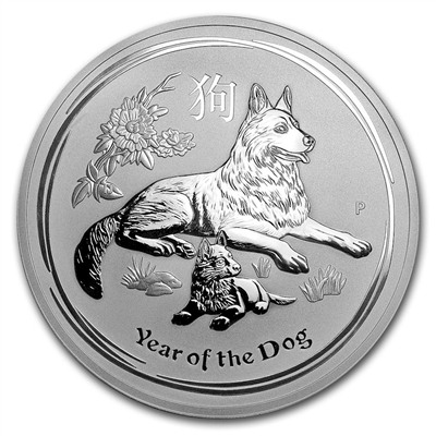 2018 Australia $10 Year of the Dog 10oz. Silver (No Tax) - Scratches on Capsule