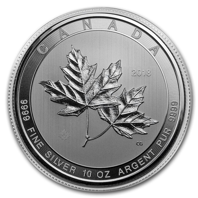 2018 Canada $50 Magnificent Maple Leaves 10oz. Silver (No Tax) Capsule Scuffed