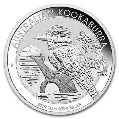 2019 Australia $10 Kookaburra 10oz. .9999 Fine Silver (No Tax) Capsule scuffed