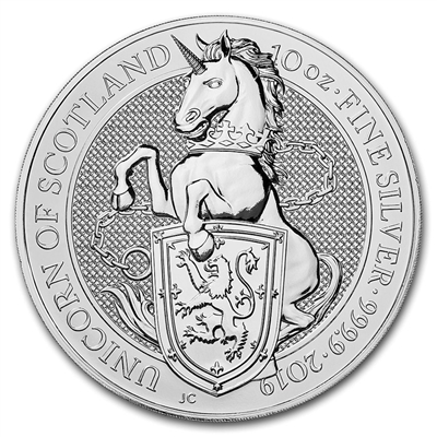 2019 Great Britain 10 Pounds Queen's Beasts - The Unicorn 10oz. Silver (No Tax)