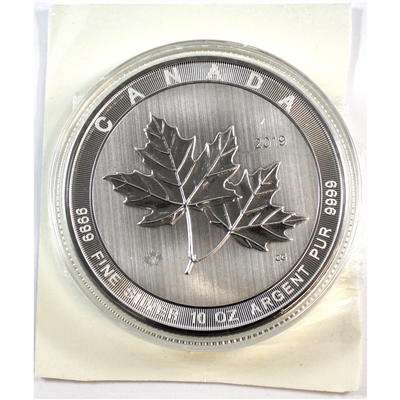 2019 Canada $50 Magnificent Maple Leaves 10oz. Fine Silver (No Tax) Capsule Scuffed