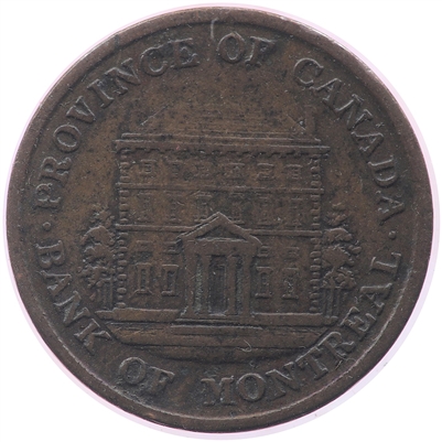 PC-1A3 1842 Province of Canada Half Penny Bank Token, Fine (F-12)