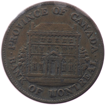 PC-1B1 1844 Province of Canada Half Penny Bank Token, Fine (F-12)