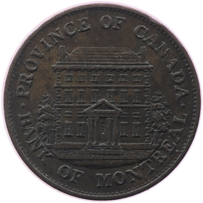 PC-1B3 1844 Province of Canada Bank of Montreal Half Penny Token, Extra Fine (EF-40)